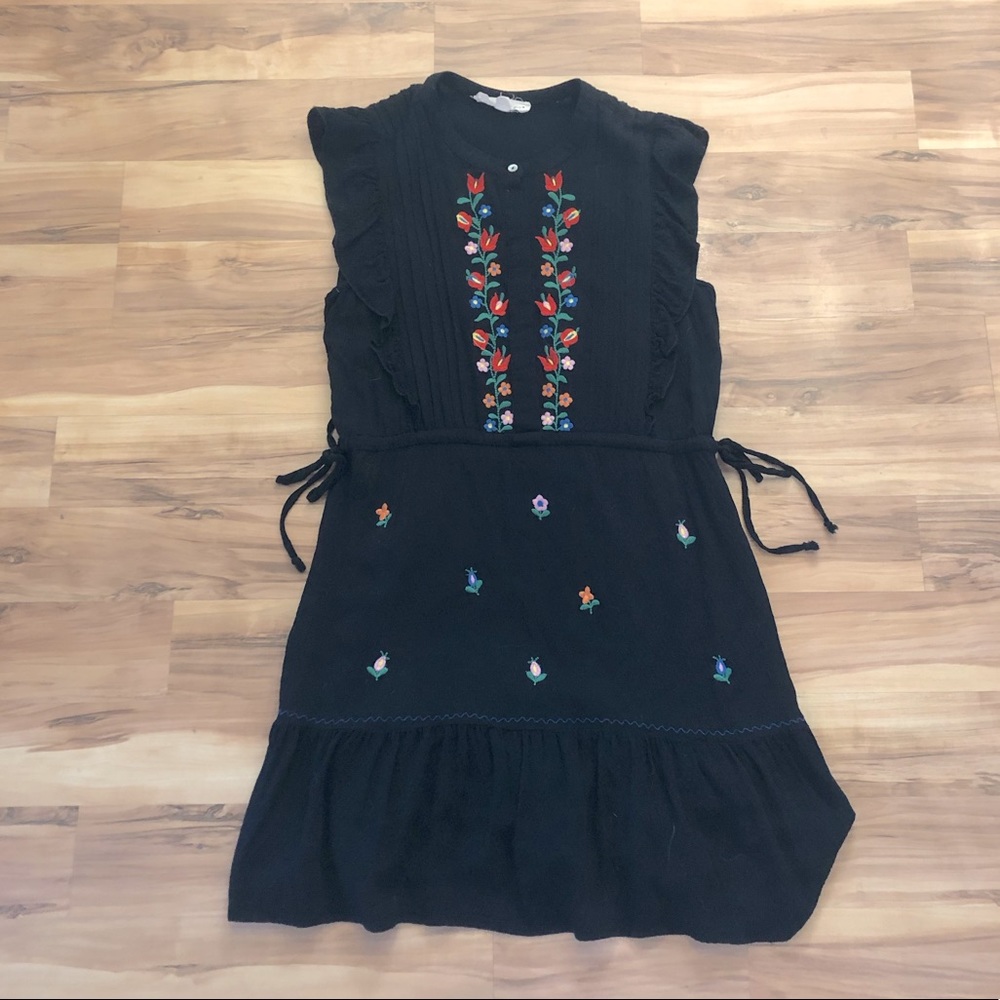 NWOT Women’s Black Floral Tie Mini Dress